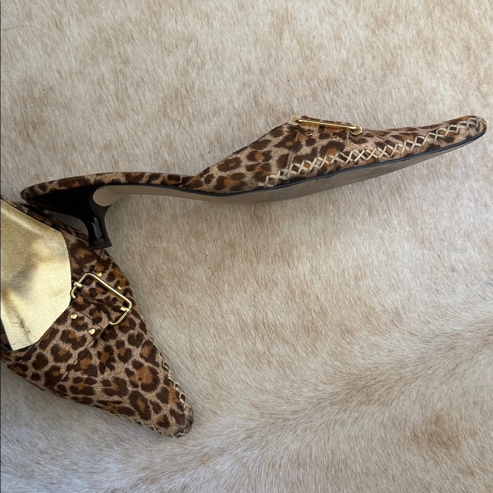 Seventeen Mile mules kitten heel leopard print design a pointed toe size 10 - Picture 7 of 10